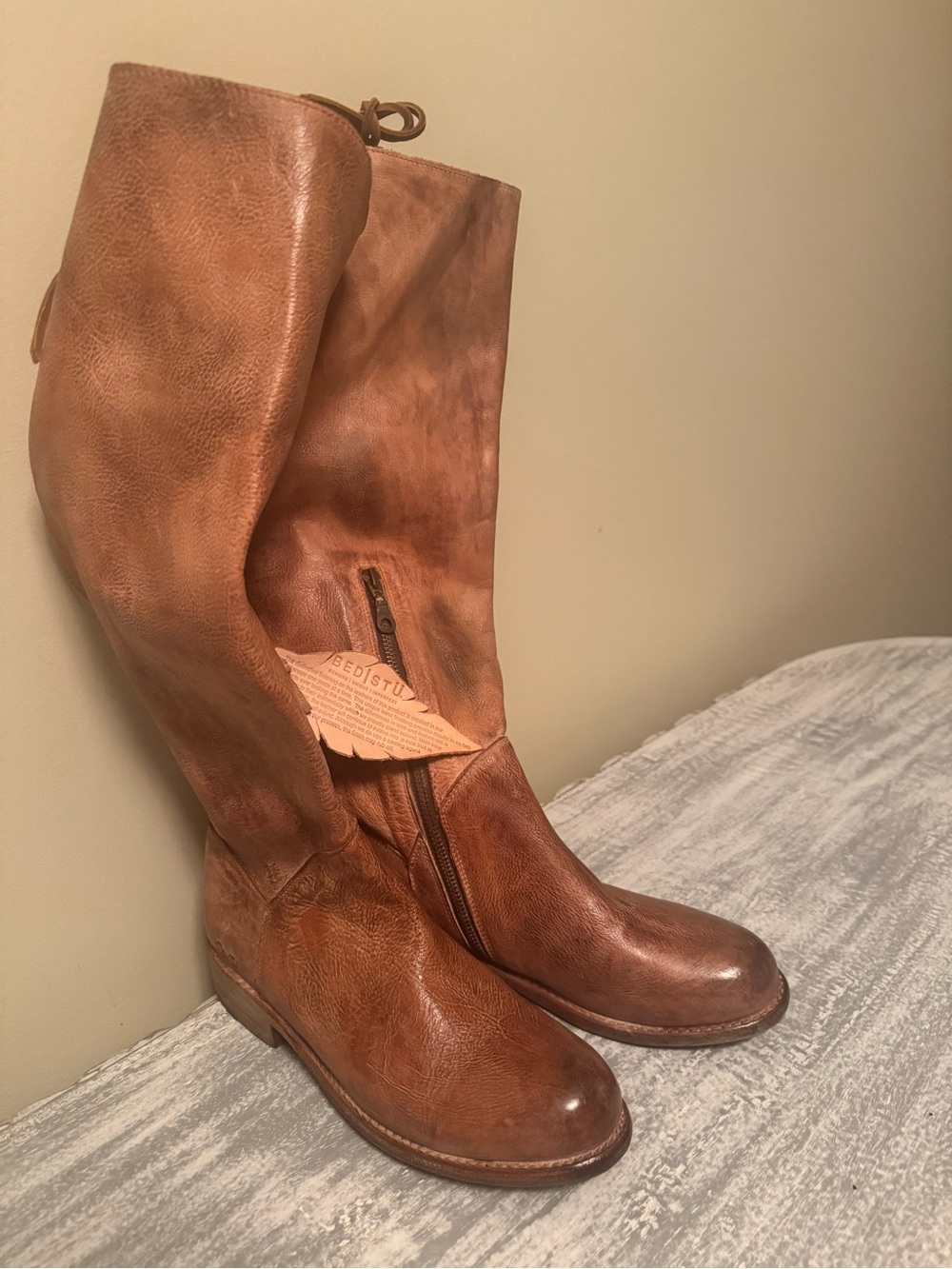 Bed Stu Brown Leather Mid-Calf Riding Boots